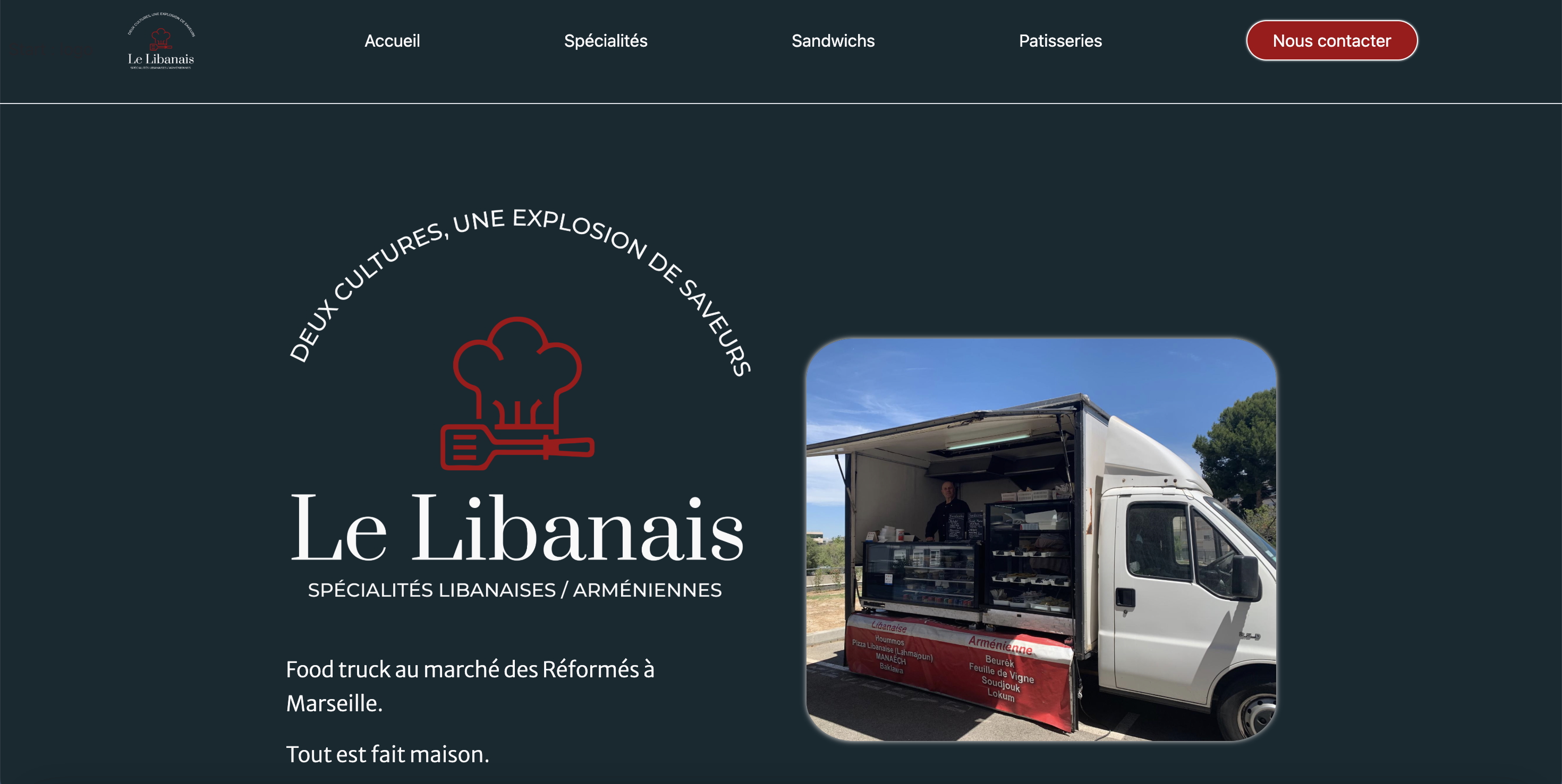 photo montrant le site web d'un food truck proposant des spécialités arméniennes et libanaises sur Marseille qui s'appelle Le Libanais